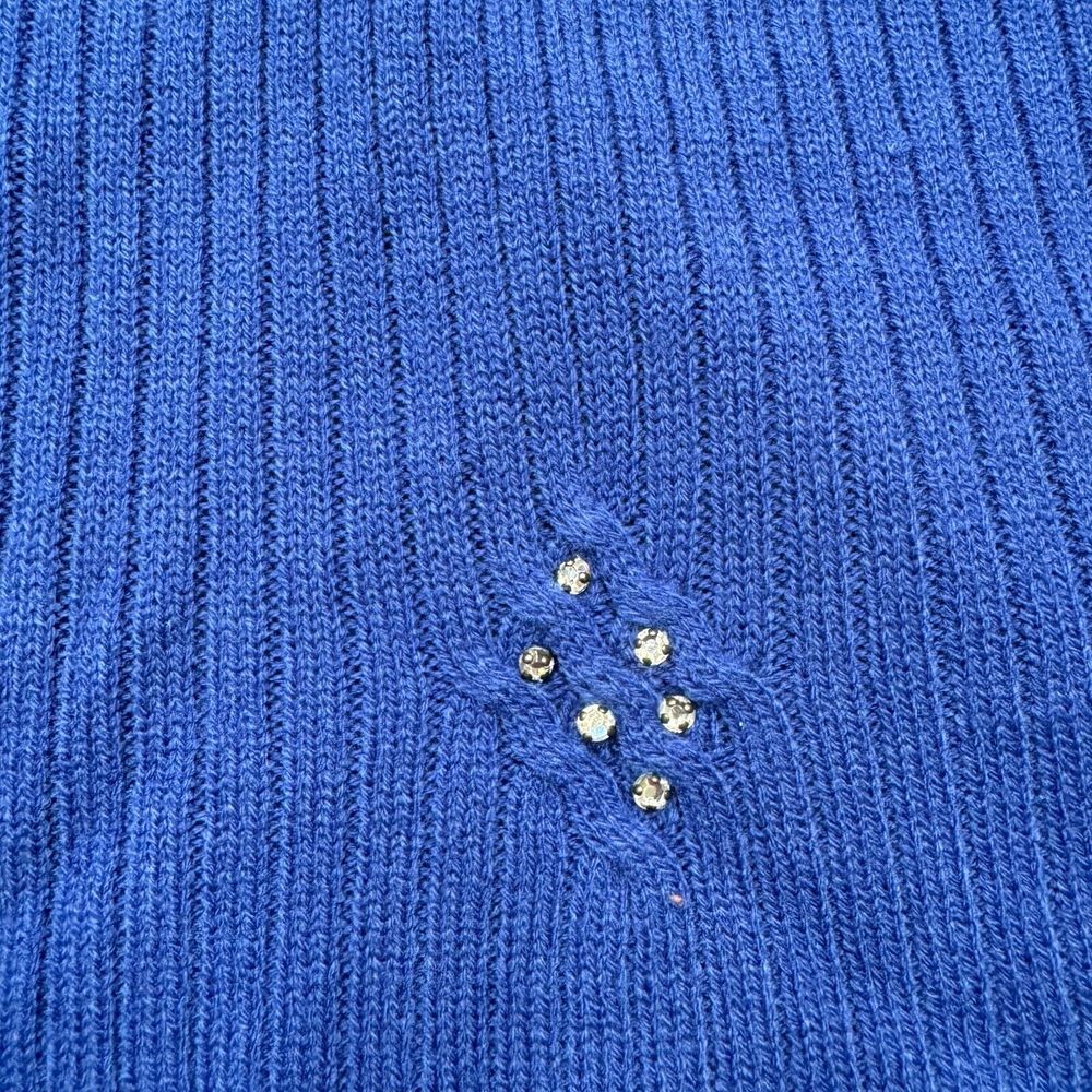 Bright Quacker Factory Womens Size M Blue Sparkle Diamond Full Zip Jacket Long S - Picture 4 of 9
